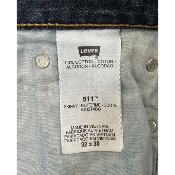 Levi Strauss 511 Slim Straight Fit Men’s Denim Blue Jeans Size 32x30 - Picture 4 of 7